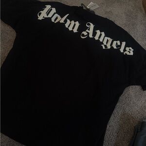 Palm Angels Black Tee with White Logo